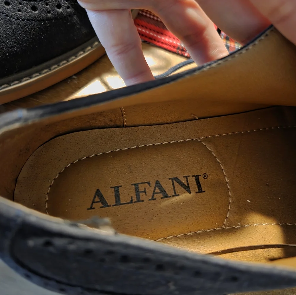 ALFANI MEN'S OWEN OXFORD BLUE SUEDE LACE UP SHOES SIZE 9.5